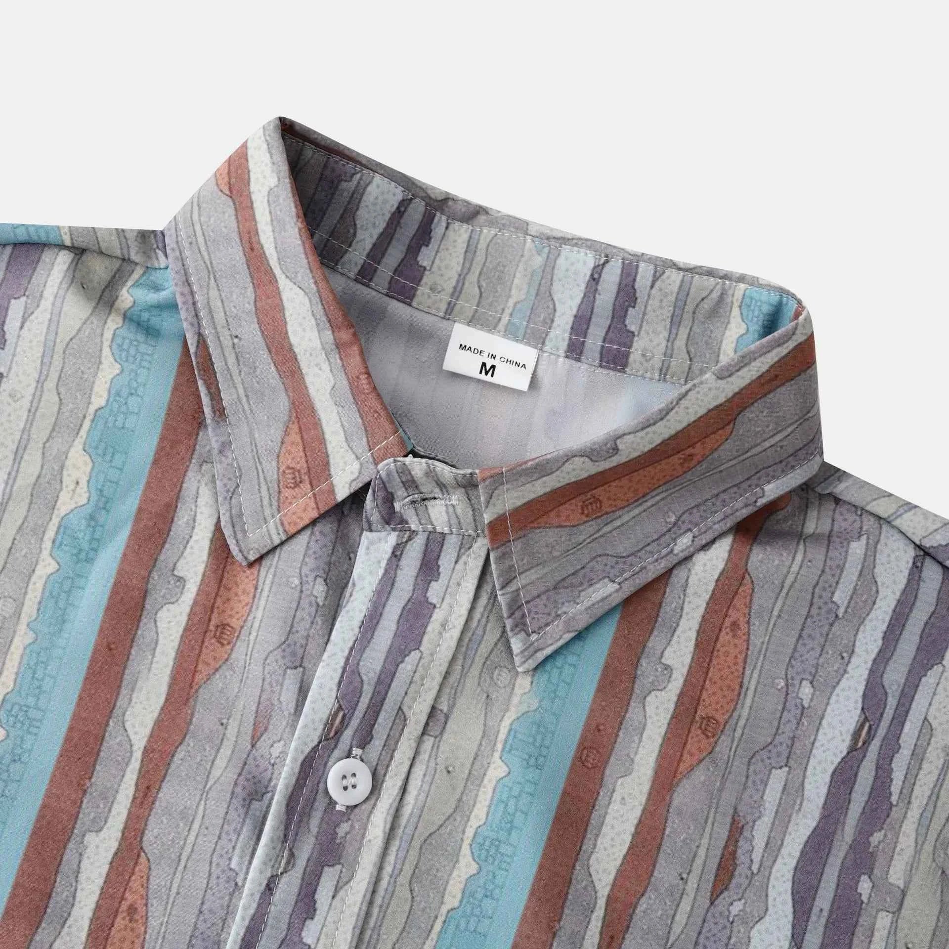 Men's Casual Vintage Striped Long Sleeve Button-Down Shirt